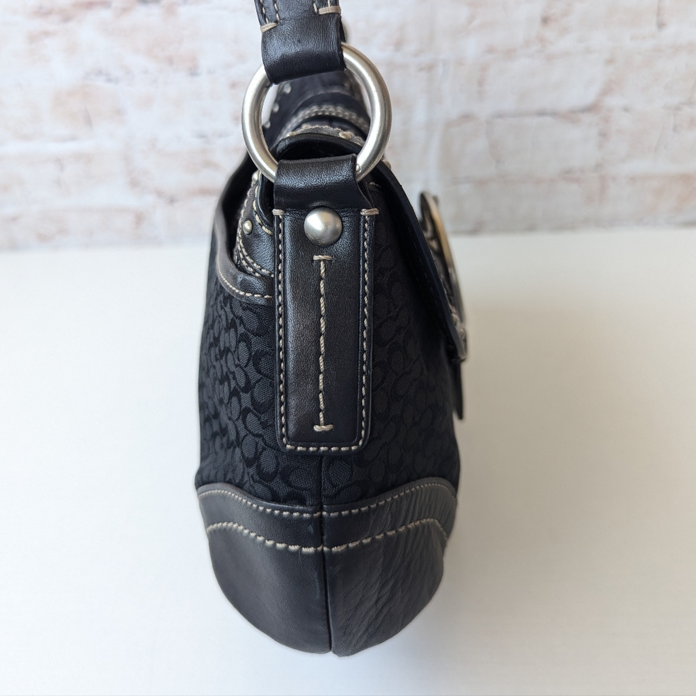 Coach Vintage Soho Black Signature C Canvas & Patchwork Shoulder Bag - Picture 8 of 16
